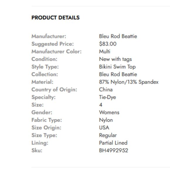 Bleu Rod Beattie Tie-Dye Underwire Bikini Swim Top - Picture 2 of 2